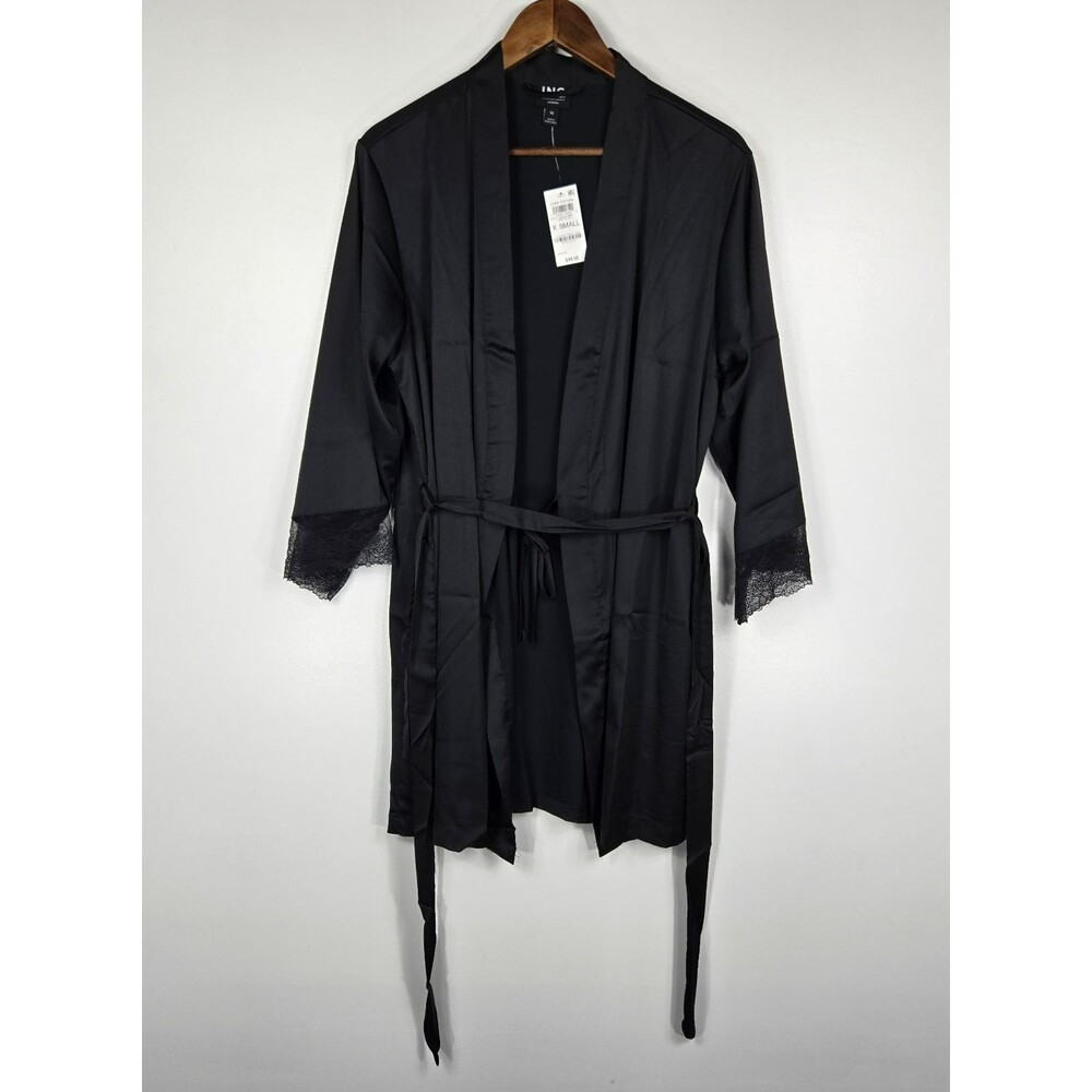INC International Concepts Women's Size XS Deep‎ Black Robe Lace NWT